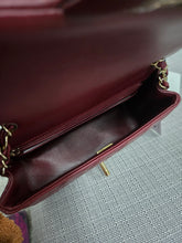 Load image into Gallery viewer, Chanel 23S 2023 Spring/Summer Collection Burgundy Lambskin Classic Mini Rectangular Flap Bag with Champagne GHW
