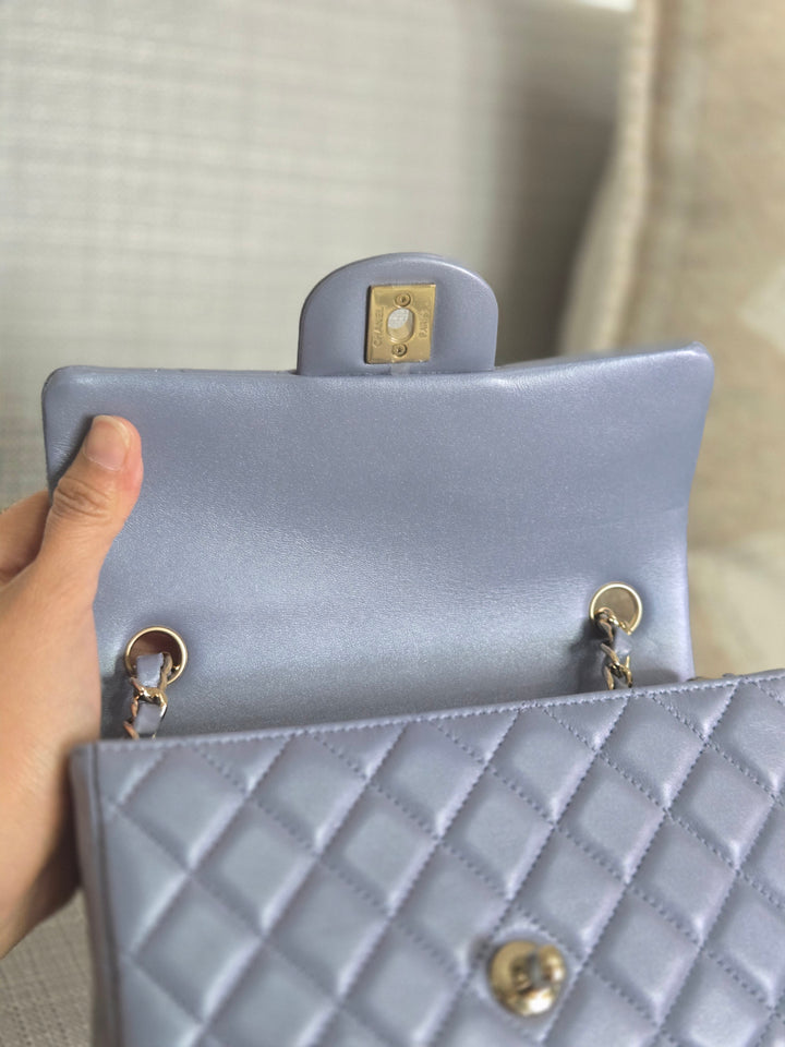 Chanel 22B Iridescent Light purple lambskin champagne GHW Mini Rectangular Flap Bag