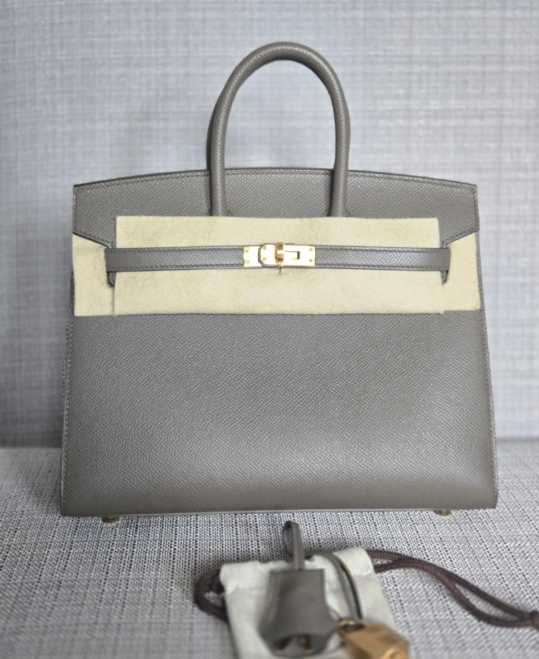 Hermes Birkin 25 Gris Etain Epsom Sellier Leather GHW stamp B 2023