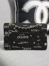 Load image into Gallery viewer, Chanel series 7 2002/2003 Black Canvas Quilted “COCO” Medium Classic Flap Light Gold Hardware
