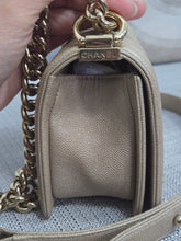 Load image into Gallery viewer, Chanel series 26 18A 2018 Fall/Winter Collection Iridescent Light Beige Chevron Caviar Le Boy Flap Bag size Small with Shiny GHW
