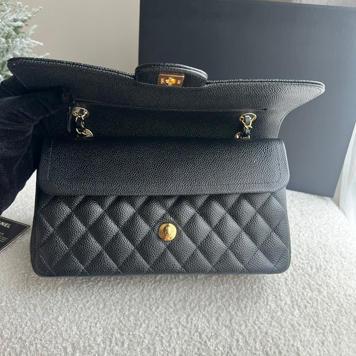 CHANEL series 25 Black Caviar GHW Medium ML Timeless Classic Double Flap Bag 2018