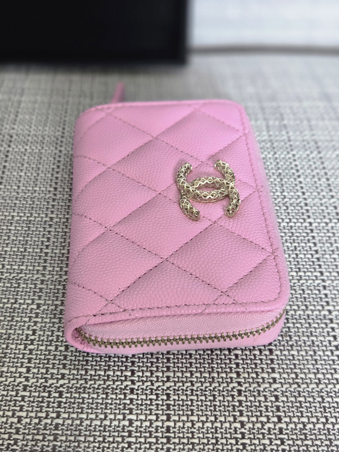 Chanel 23P collection 2023 Mauve undertone Pink Caviar Big Logo LGHW Zippy Coin Purse 2023 with mint green lining