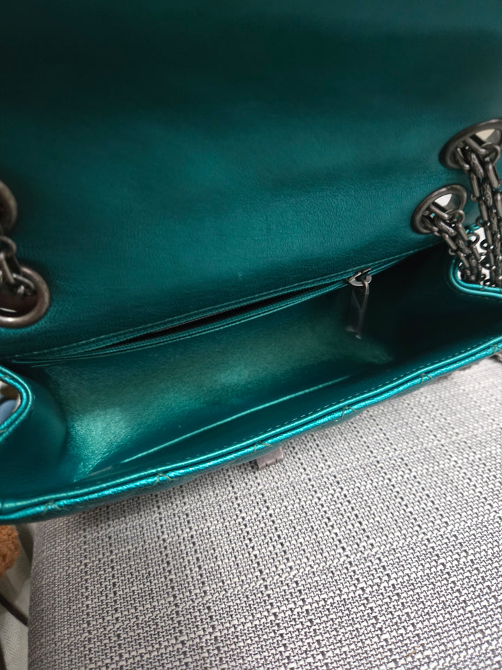 Chanel Series 28 Emerald Green Turquoise Calf skin 2.55 Reissue Mini Flap Bag with Ruthenium Hardwars
