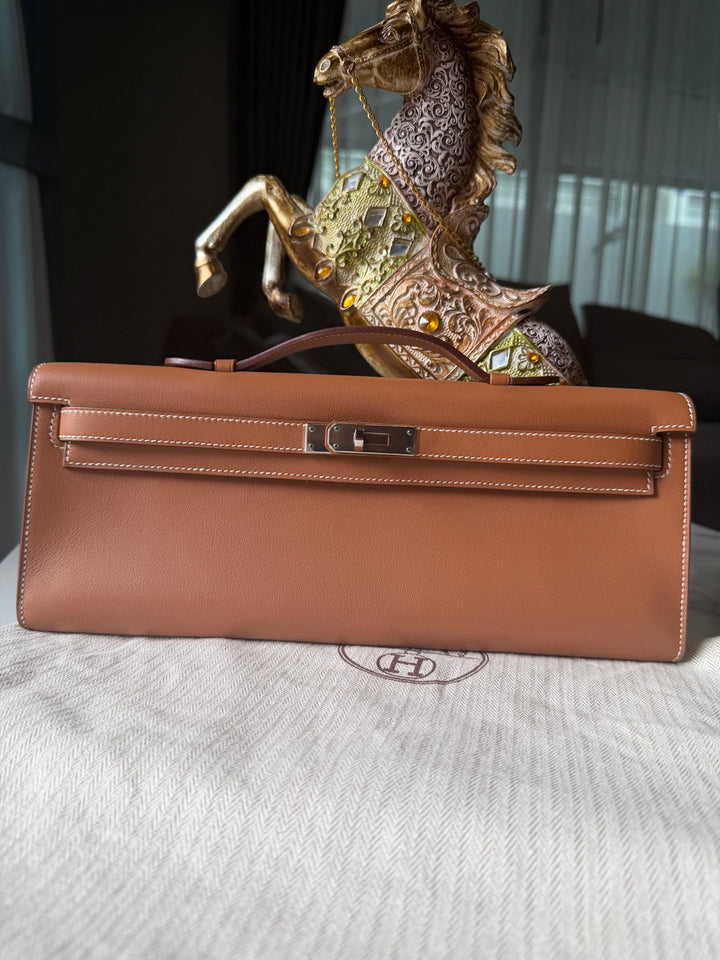 Hermès Kelly Cut Gold Swift Leather PHW Stamp R 2014