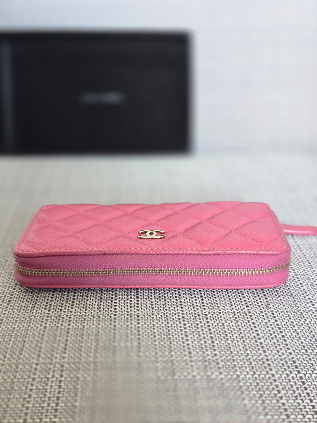 Chanel series 27 2019 19C collection Barbie Bright Pink Caviar LGHW Medium Zippy Wallet 6 inches