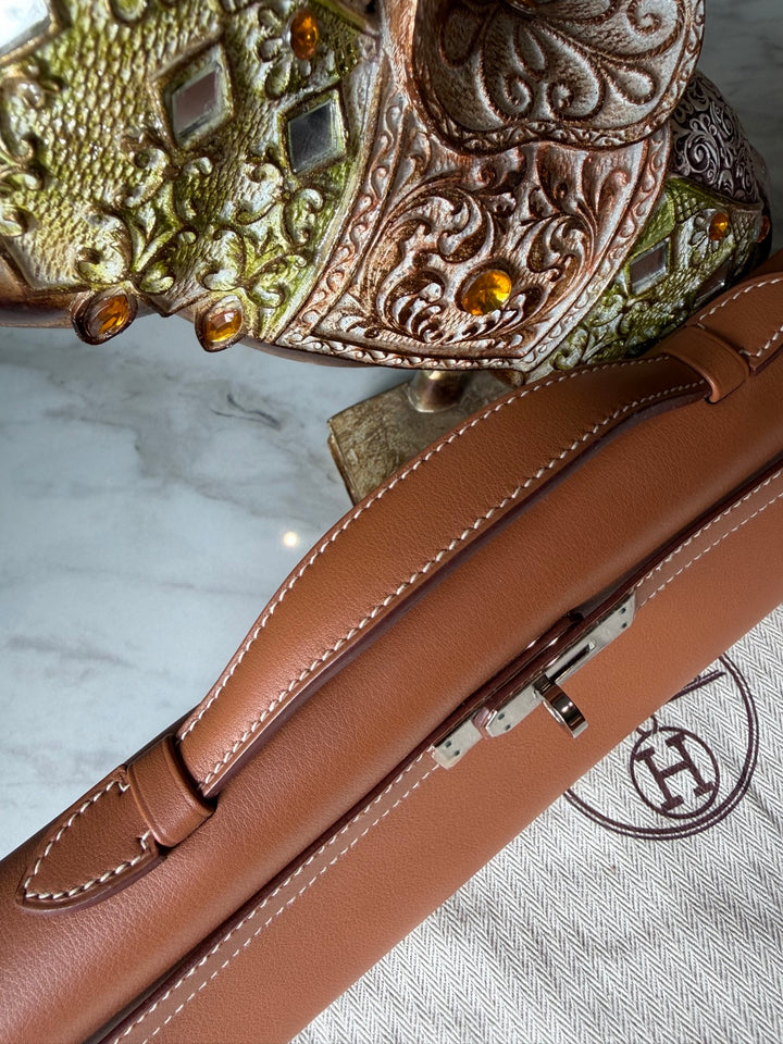 Hermès Kelly Cut Gold Swift Leather PHW Stamp R 2014