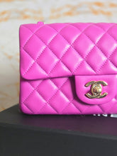 Load image into Gallery viewer, Chanel 21C 2021 Cruise Collection Purple Lambskin Champagne GHW Mini rectangular flap bag
