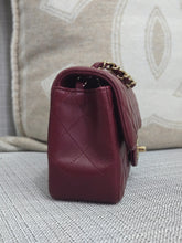 Load image into Gallery viewer, Chanel 23S 2023 Spring/Summer Collection Burgundy Lambskin Classic Mini Rectangular Flap Bag with Champagne GHW
