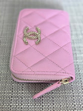 Load image into Gallery viewer, Chanel 23P collection 2023 Mauve undertone Pink Caviar Big Logo LGHW Zippy Coin Purse 2023 with mint green lining
