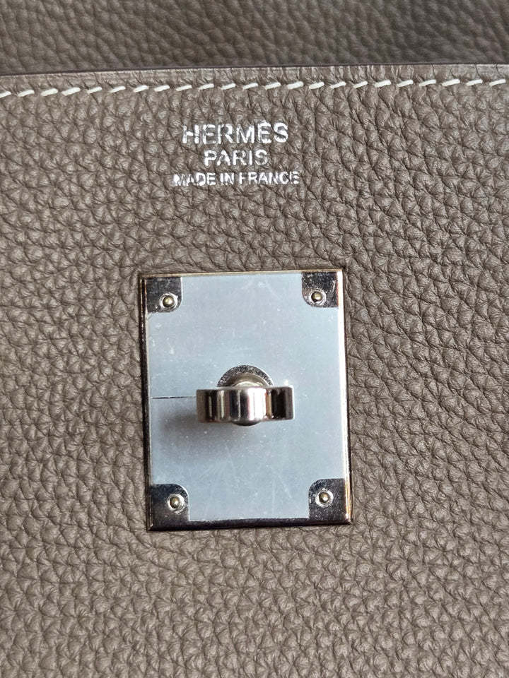 Hermes Etoupe Taupe Togo Leather PHW Birkin 30 Stamp C 2018