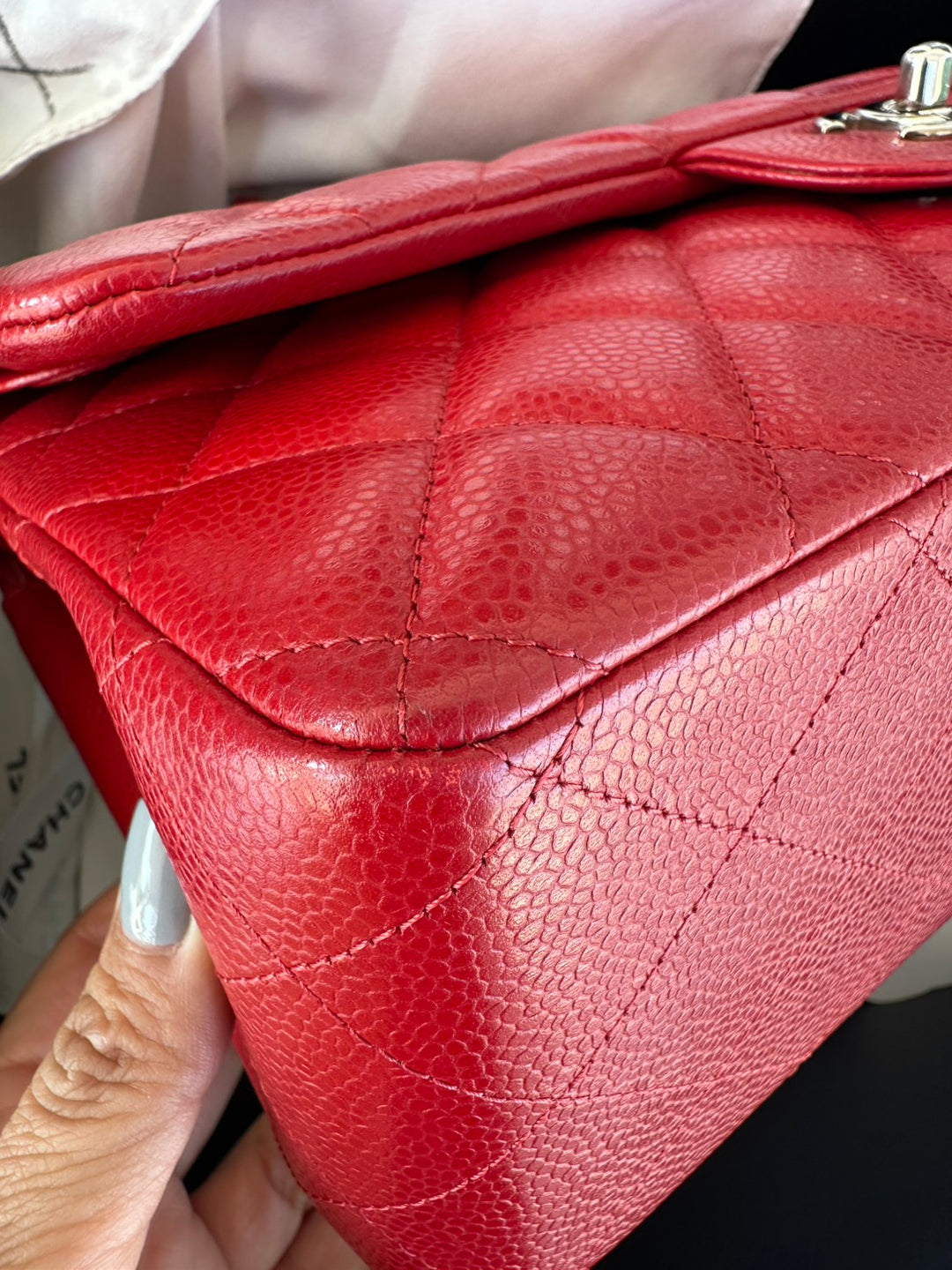 CHANEL series 19 14C Red Caviar SHW Jumbo Timeless Classic Double Flap Bag 2014