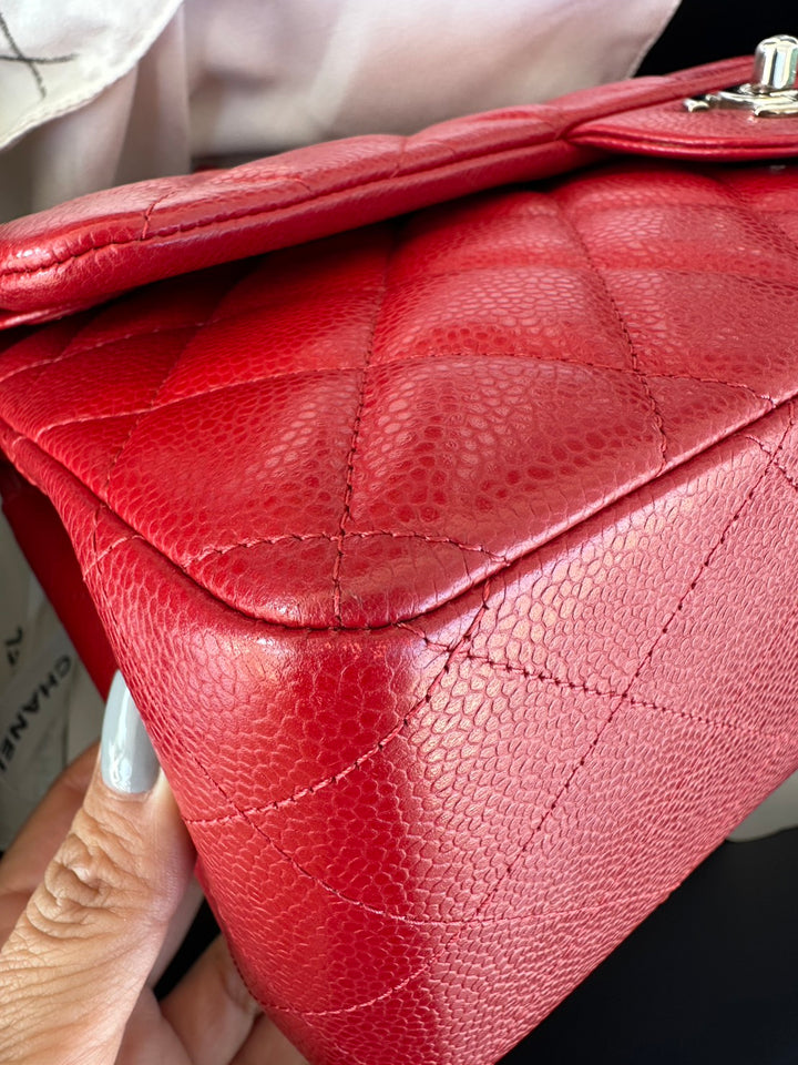 CHANEL series 19 14C Red Caviar SHW Jumbo Timeless Classic Double Flap Bag 2014