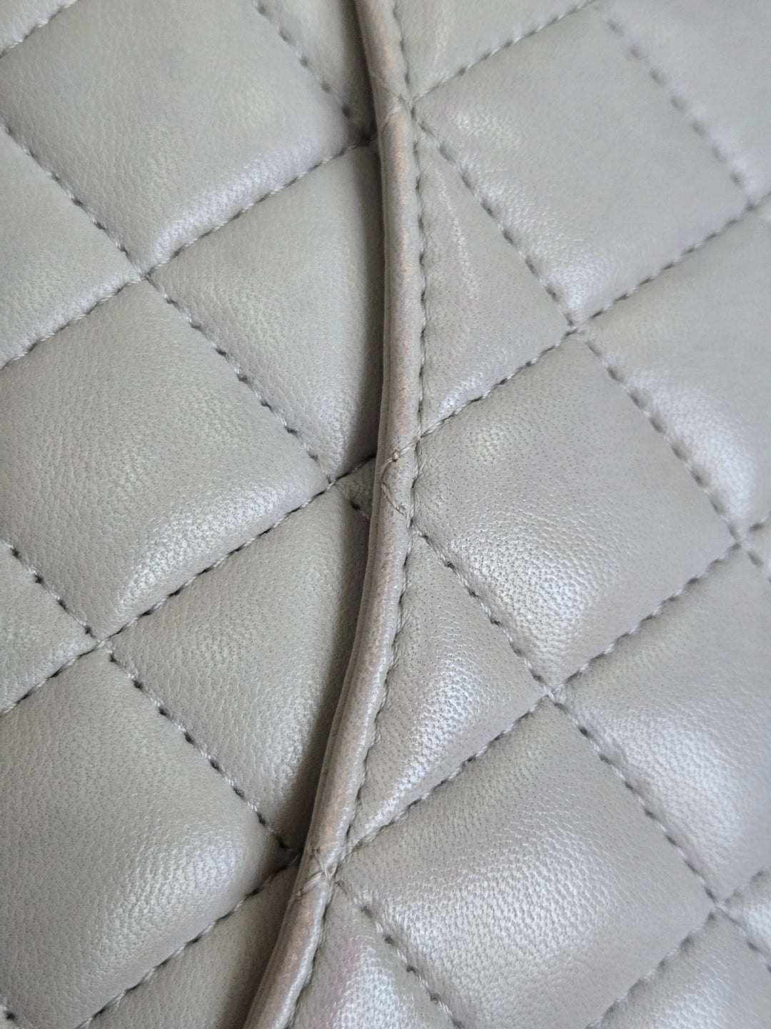 CHANEL 21A light Grey Lambskin Aged GHW Mini Rectangular Flap Bag with Top Handle