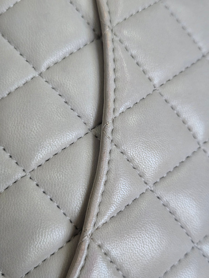 CHANEL 21A light Grey Lambskin Aged GHW Mini Rectangular Flap Bag with Top Handle