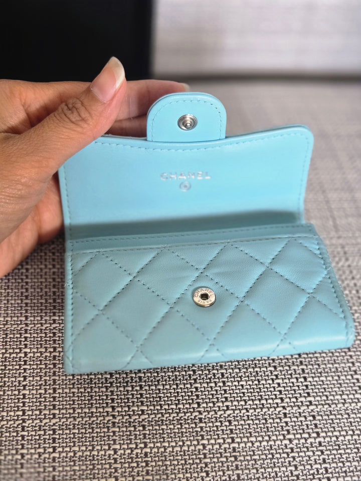 Chanel series 31 21S collection Bright Blue Lambskin SHW Flap Card Holder