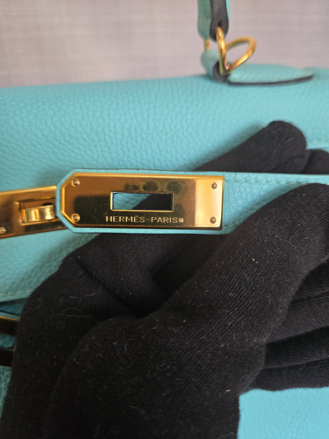 Hermes Kelly 28 in Bleu Atoll Togo Leather GHW