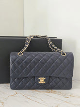 Load image into Gallery viewer, Chanel series 29 20C Collection Navy Caviar Medium ML Classic Double Flap Bag 11.12 with Champagne GHW
