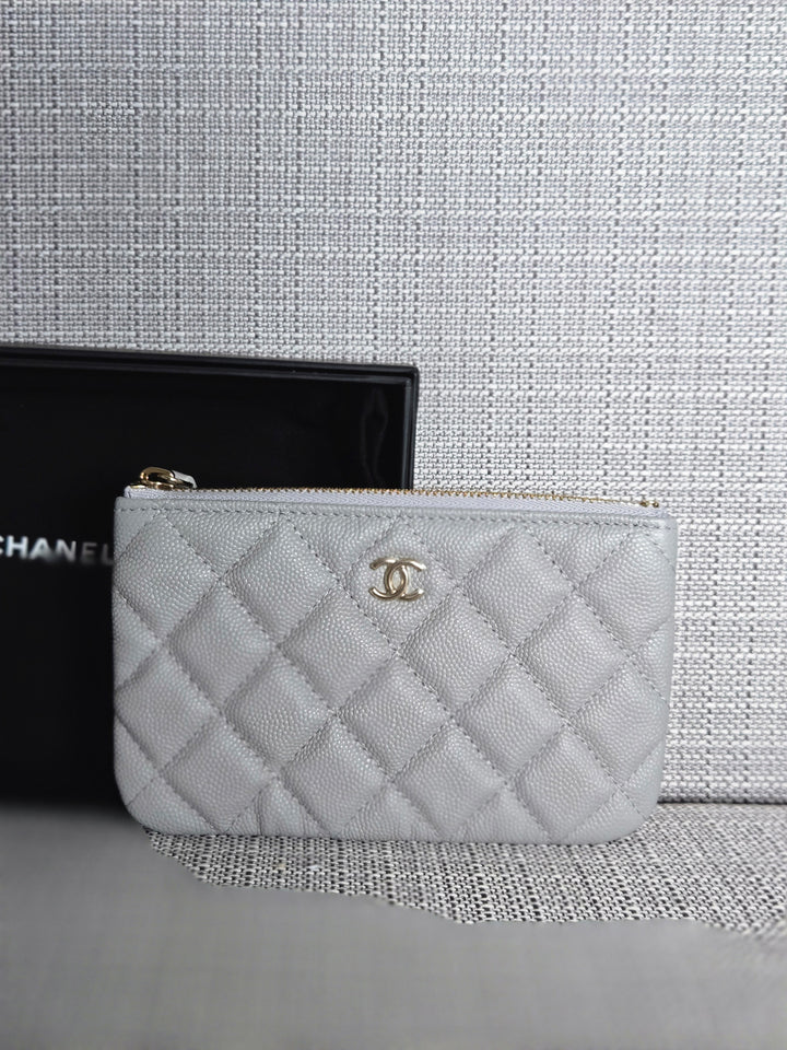 Chanel series 31 2021 Grey Caviar LGHW Mini O Case/Pouch