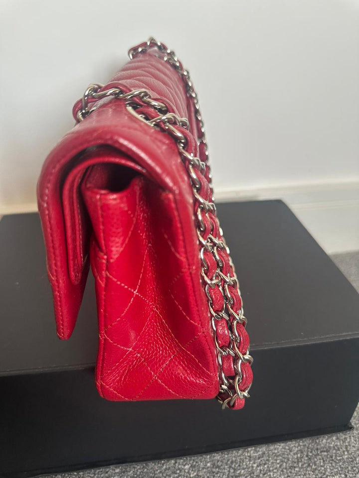 CHANEL 12A series 16 2012 Red Caviar SHW Medium Timeless ML Classic Double Flap Bag