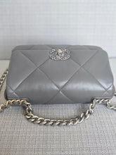 Load image into Gallery viewer, Chanel 19 size Small From 2022 in Dark grey Lambskin Mixed GHW with Silver colourway Flap Bag with Top Handle

