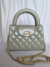 Load image into Gallery viewer, CHANEL Sage Khaki Green Glazed Calfskin Aged GHW Nano Kelly Shopping Bag size Small (19cms)
