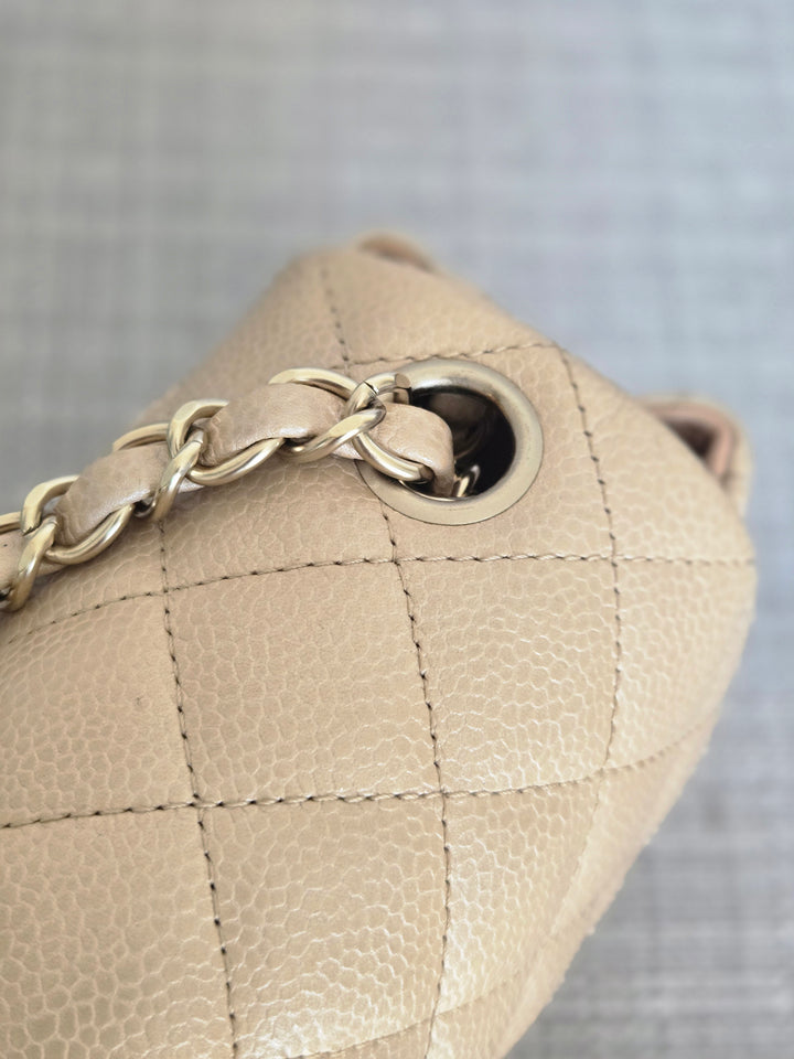 Chanel series 20 15C Collection Pearly Beige Caviar Brushed GHW Square Mini Flap Bag