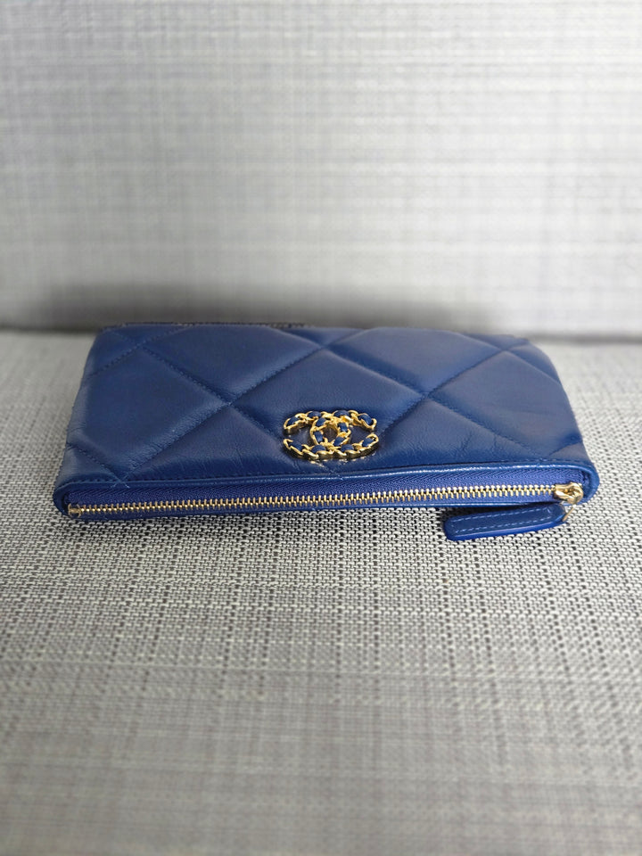 Chanel series 29 Blue goatskin GHW Small O Case/Pouch 8 inches