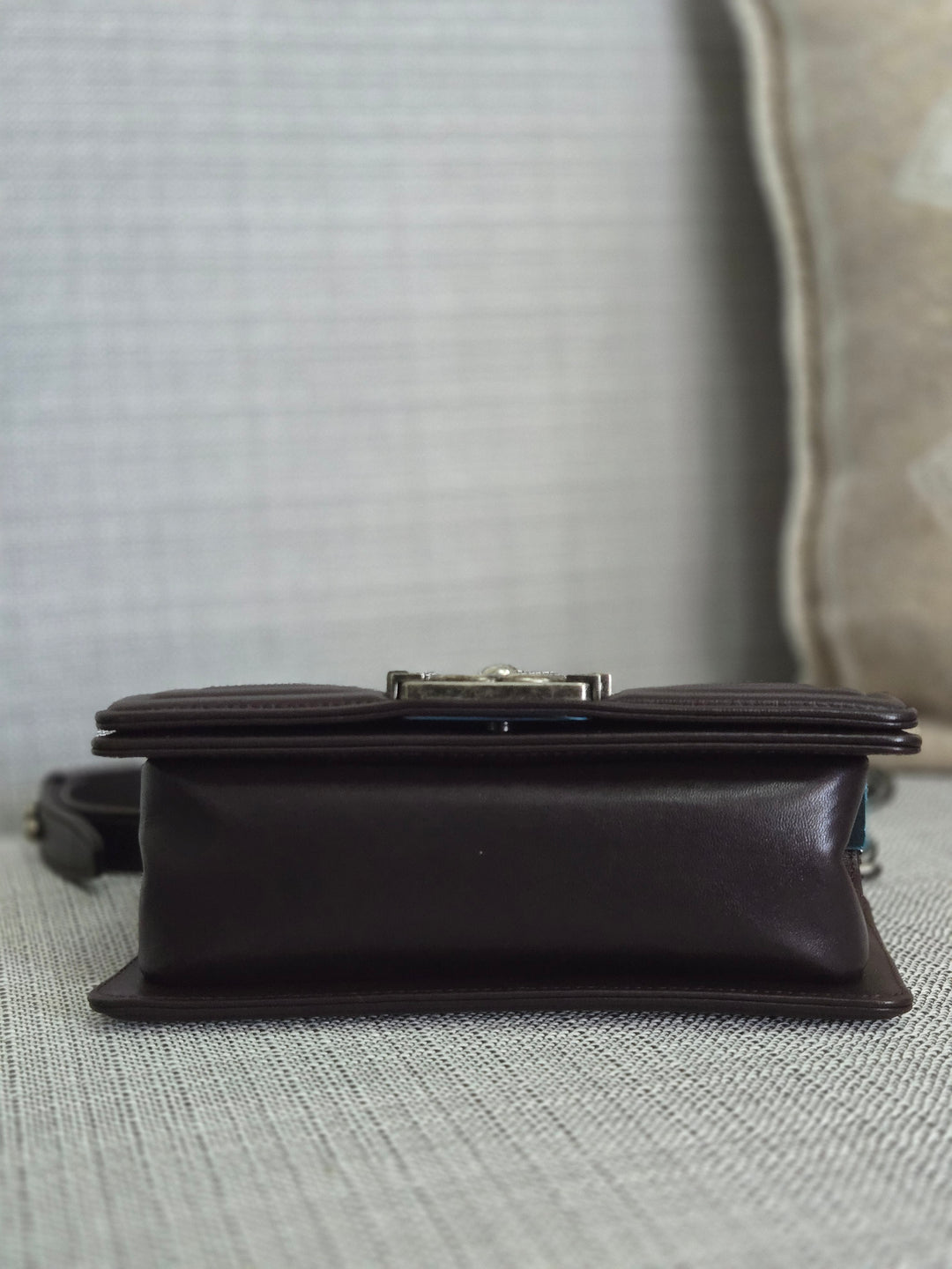 Chanel series 21 2015 Burgundy Lambskin Stingray Le Boy Flap Bag with RHW size Small