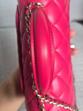 Load image into Gallery viewer, Chanel 21K Collection Raspberry Dark Pink Lambskin Mini rectangular flap bag with top handle and Champagne GHW
