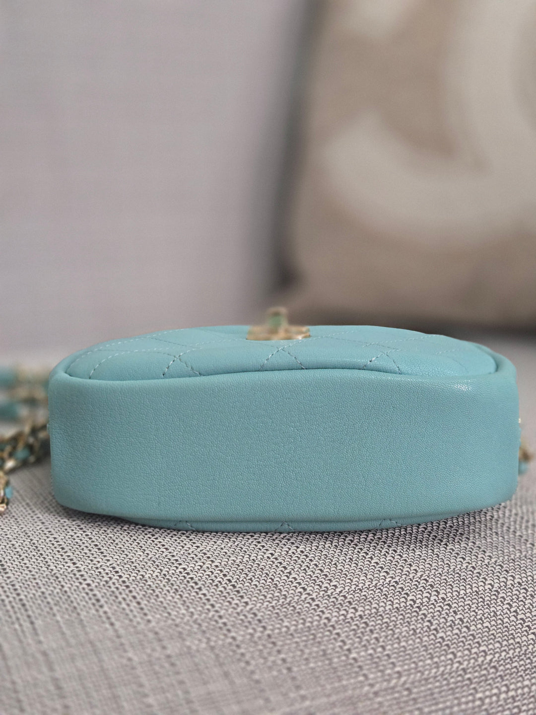 Chanel Series 26 2018/2019 19C Tiffany Blue Calfskin Casual Trip Camera Case Bag with Champagne GHW
