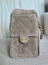 Load image into Gallery viewer, CHANEL 25 Size Small 25K collection Dark Grey Suede aged GHW Hobo Bag
