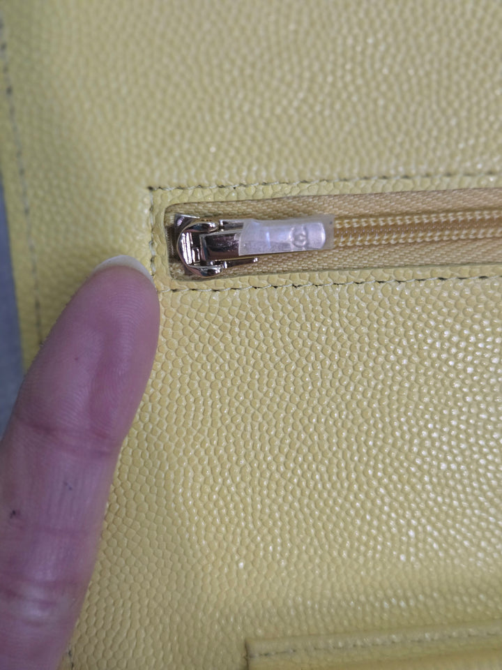 Chanel series 30 2020 Yellow Caviar LGHW Classic Wallet on chain (WOC)