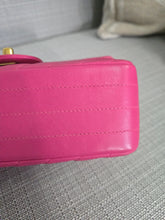 Load image into Gallery viewer, Chanel series 21 2015 Hot Pink Lambskin Chevron Mini Rectangular Flap Bag with Yellow GHW
