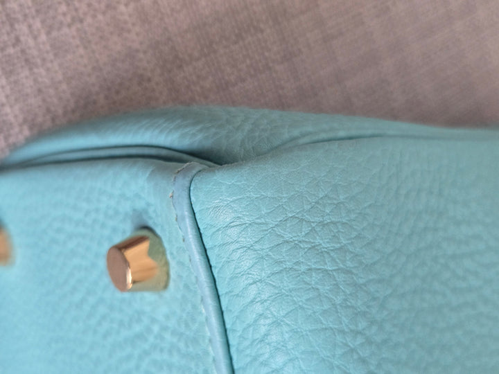 Hermes Kelly 28 in Bleu Atoll Togo Leather GHW