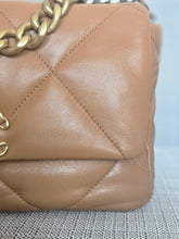 Load image into Gallery viewer, Chanel 19 in 22A/K collection Caramel Brown Lambskin with mixed HW Flap Bag size Small 26 cms
