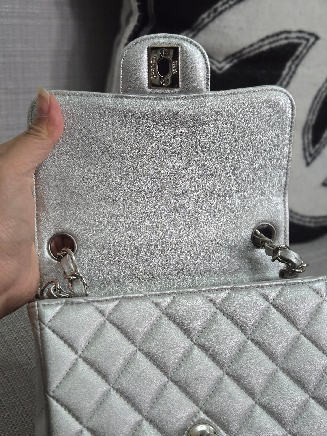 Chanel Series 31 21P 2021 Pre Spring/Summer Collection Iridescent Silver lambskin SHW Square Mini Flap Bag