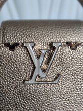 Load image into Gallery viewer, LOUIS VUITTON LV Metallic Taurillon Embellished Flower Crown Mini Capucines in Gold
