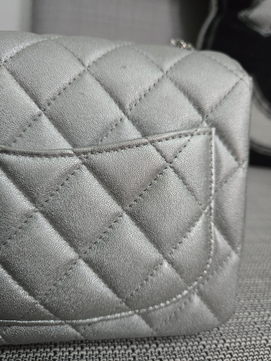 Chanel Series 31 21P 2021 Pre Spring/Summer Collection Iridescent Silver lambskin SHW Square Mini Flap Bag