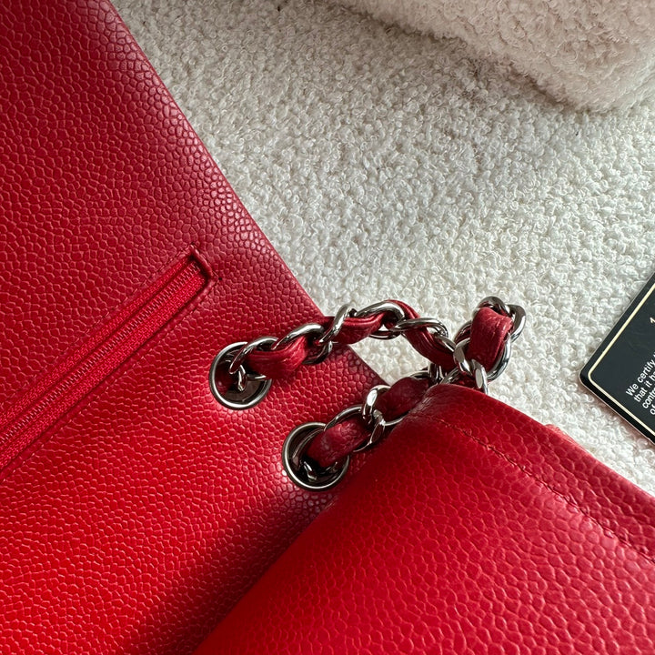 CHANEL series 19 14C Red Caviar SHW Jumbo Timeless Classic Double Flap Bag 2014
