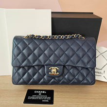 Load image into Gallery viewer, Chanel series 29 20C Navy Caviar Champagne GHW Medium ML Timeless 11.12 Classic Double Flap Bag
