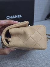 Load image into Gallery viewer, Chanel 22C 2022/2023 Cruise Collection Beige Lambskin Classic Mini Rectangular Flap Bag with Champagne GHW
