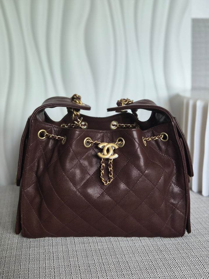 CHANEL 25K Collection Brown Caviar Aged GHW 25 Hobo Bag size SMALL