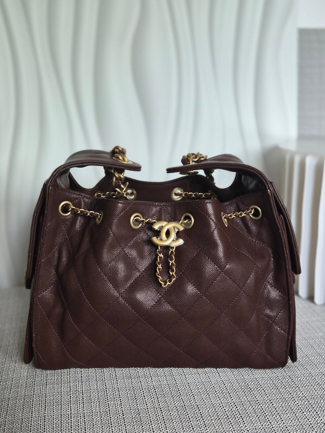 CHANEL 25K Collection Brown Caviar Aged GHW 25 Hobo Bag size SMALL