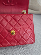 Load image into Gallery viewer, Chanel series 1 Red Lambskin 24K GHW Vintage Classic Mini Flap Bag
