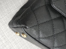 Load image into Gallery viewer, Chanel Black Caviar Champagne GHW Coco Handle Flap Bag size Small with Detachable Strap
