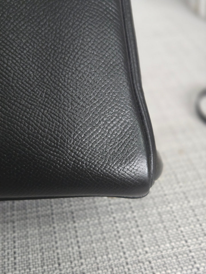 Hermes Noir/Black Epsom Leather GHW Kelly 28 stamp N 2010