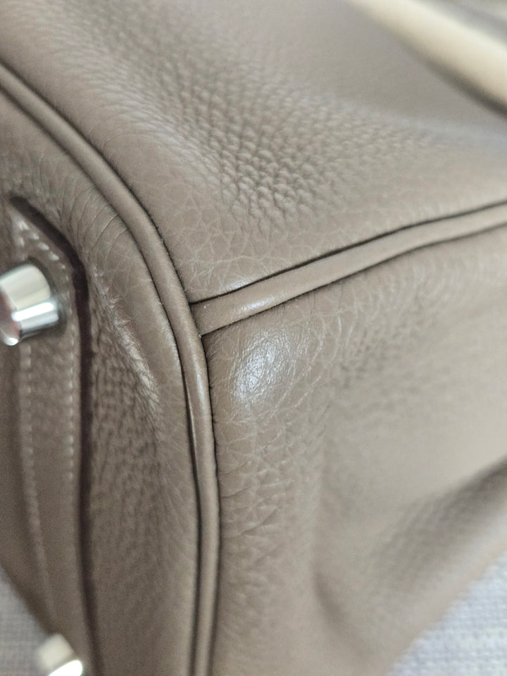 Hermes Etoupe Taupe Togo Leather PHW Birkin 30 Stamp C 2018