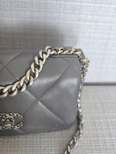 Load image into Gallery viewer, Chanel 19 size Small From 2022 in Dark grey Lambskin Mixed GHW with Silver colourway Flap Bag with Top Handle
