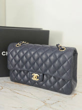 Load image into Gallery viewer, Chanel series 29 20C Collection Navy Caviar Medium ML Classic Double Flap Bag 11.12 with Champagne GHW
